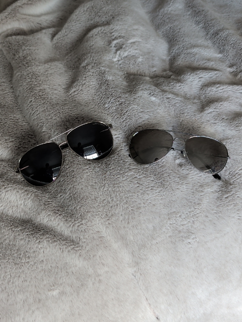 Aviator Sunglasses - Silver Frame with Dark Lenses - 2 Pairs
